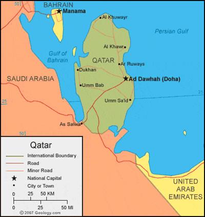 Bản đồ hành chính đất nước Qatar (Qatar Map) phóng to năm 2023