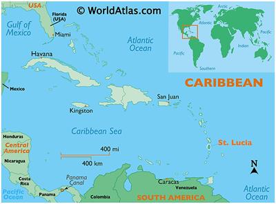 Bản đồ đất nước Saint Lucia (Saint Lucia Map) phóng to năm 2022