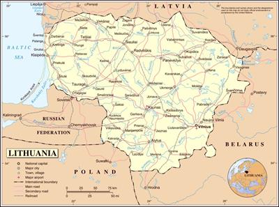 Bản đồ hành chính đất nước Litva (Litva Map) phóng to năm 2022