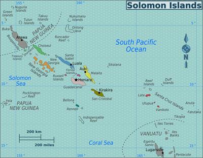 Bản đồ Quần đảo Solomon (Solomon Map) phóng to năm 2023