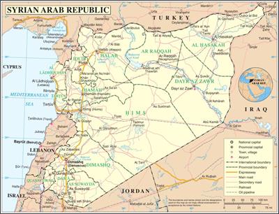 Bản đồ đất nước Ả Rập Syria (Syria Map) Khổ lớn, Phóng to 2024