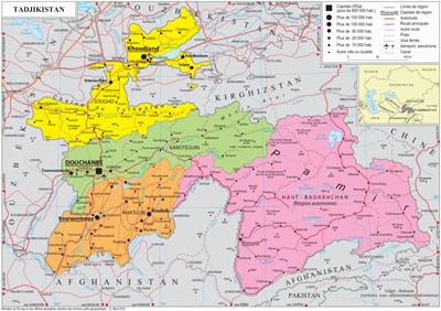 Bản đồ hành chính đất nước Tajikistan (Tajikistan Map) phóng to năm 2023