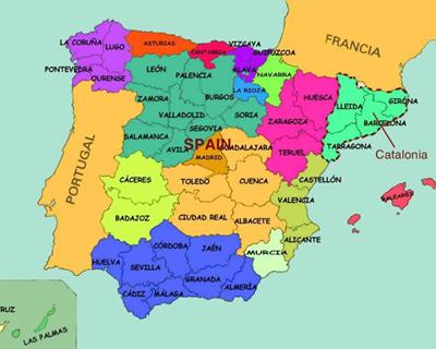 Bản đồ đất nước Tây Ban Nha (Spain) khổ lớn, Phóng to 2024