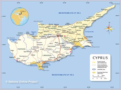 Bản đồ hành chính đất nước Síp (Cyprus) Map) Khổ lớn, Phóng to (2024)