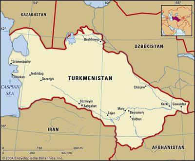 Bản đồ hành chính đất nước Turkmenisan (Turkmenisan Map) phóng to năm 2023