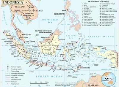 Bản đồ đất nước Indonesia (In-đô-nê-xi-a) Khổ lớn, Phóng to (2025)