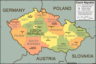 Bản đồ đất nước Séc (Czech Map) phóng to năm 2023