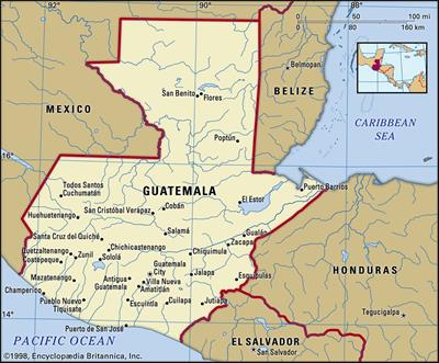 Bản đồ hành chính đất nước Guatemala (Guatemala Map) phóng to năm 2023
