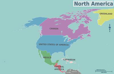 Bản đồ Châu Bắc Mỹ (North America Map) phóng to năm 2023