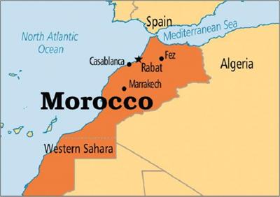 Bản đồ hành chính đất nước Maroc (Morocco Map) phóng to năm 2023