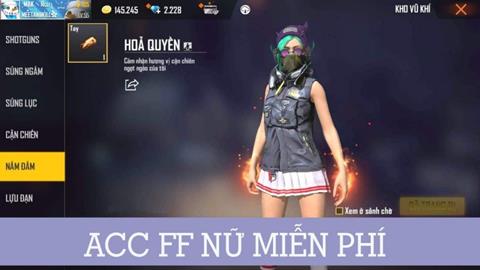 Tặng Acc Free Fire Nữ VIP Update Mới Nhất Miễn Phí