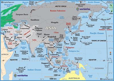 Bản đồ các nước Châu Á khổ lớn phóng to năm 2022