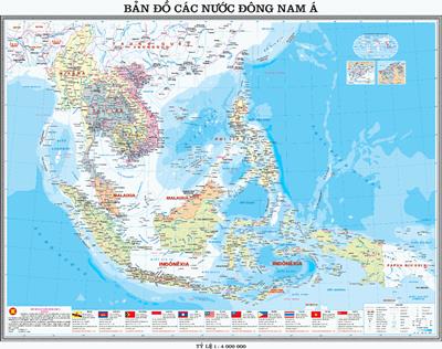 แผนที่ขนาดใหญ่ของ 11 ประเทศในเอเชียตะวันออกเฉียงใต้ในปี 2565