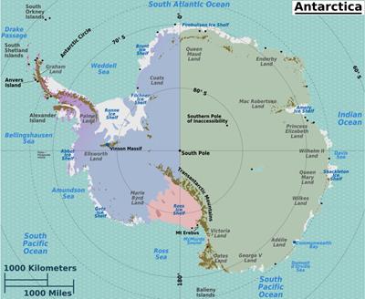 Bản đồ các nước Châu Nam Cực (Antarctica Map) Khổ lớn, Phóng to 2024