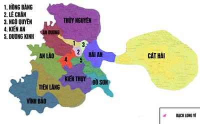 Khoảng cách giữa các Quận, huyện ở Thành phố Hải Phòng năm 2024