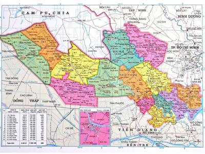 Bản đồ hành chính tỉnh Long An khổ lớn phóng to 2023