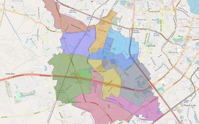 Bản đồ Hành chính Quận Nam Từ Liêm (Hà Nội) Khổ lớn, Phóng to 2024