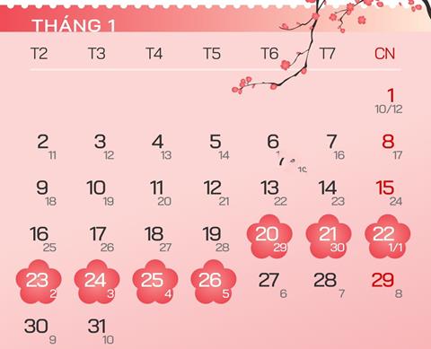 Lịch nghỉ tết năm 2023 được nghỉ mấy ngày?