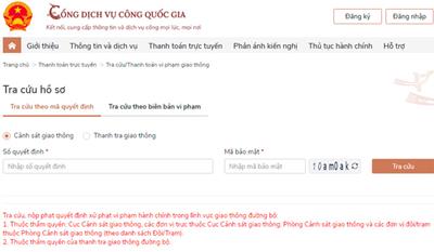 Cách nộp phạt vi phạm giao thông trực tuyến qua Cổng dịch vụ công quốc gia