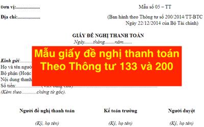 Mẫu giấy đề nghị thanh toán mới nhất theo Thông tư 133 hiện nay