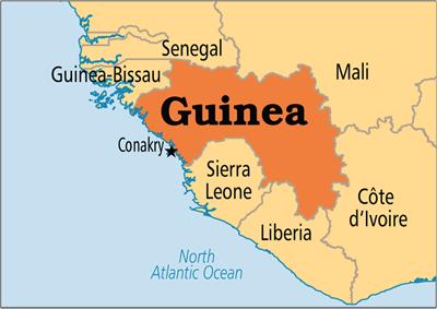Bản đồ hành chính đất nước Guinée (Guinea Map) phóng to năm 2023