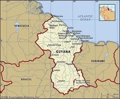 Bản đồ đất nước Guyana (Guyana Map) Khổ lớn, Phóng to 2024