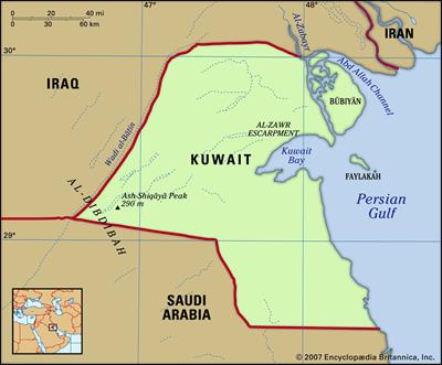 Bản đồ hành chính đất nước Kuwait (Kuwait Map) phóng to năm 2023