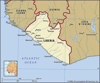 Bản đồ hành chính đất nước Liberia (Liberia Map) phóng to năm 2023