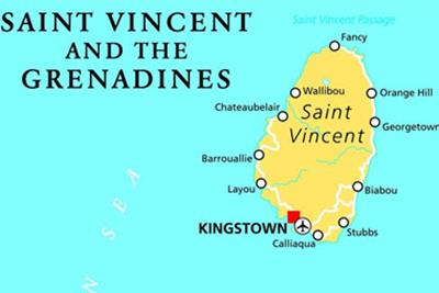 Bản đồ đất nước Saint Vincent và Grenadines năm 2023