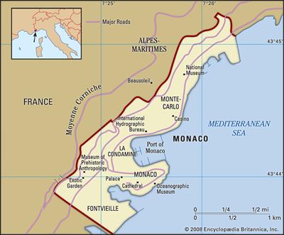 Bản đồ hành chính đất nước Monaco (Monaco Map) phóng to năm 2023