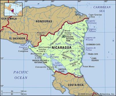 Bản đồ hành chính đất nước Nicaragua (Nicaragua Map) phóng to năm 2023