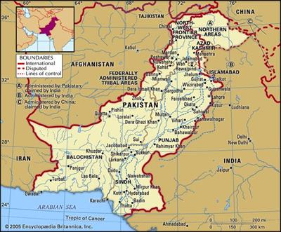 Bản đồ hành chính đất nước Pakistan (Pakistan Map) phóng to năm 2023