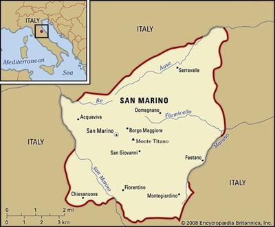 Bản đồ đất nước San Marino (San Marino Map) phóng to năm 2022