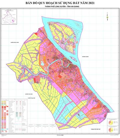 Bản đồ quy hoạch sử dụng đất Thành phố Long Xuyên mở rộng đến năm 2022.