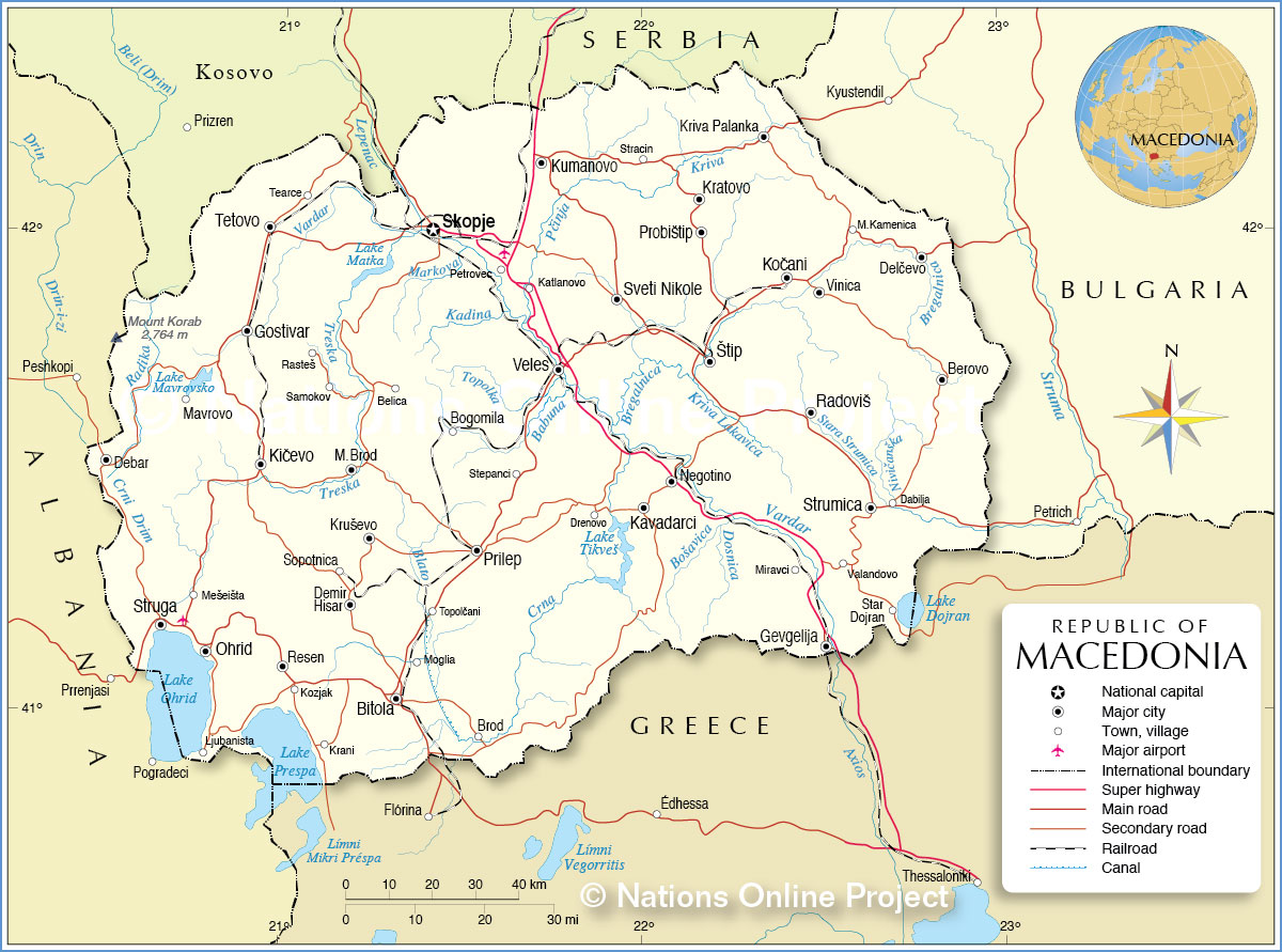 Bản đồ đất nước Macedonia (Macedonia Map) Khổ lớn, Phóng to 2024