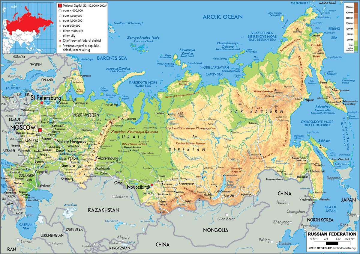 Tìm hiểu Bản đồ nước Nga (Russia Map) khổ lớn phóng to 2022