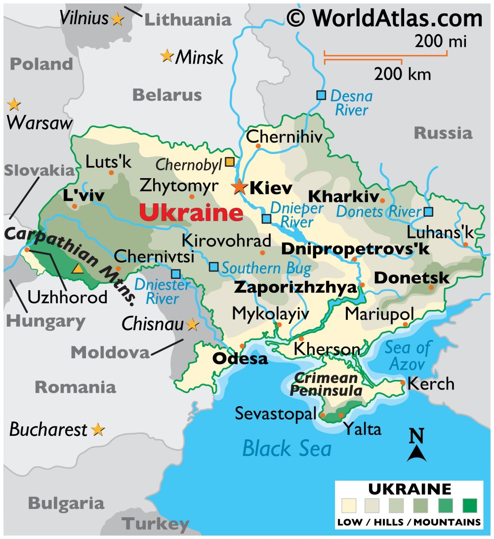 Bản đồ hành chính đất nước Ukraina (Ukraina Map) phóng to năm 2023