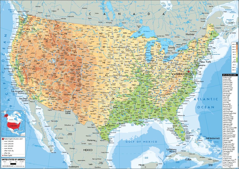 Bản đồ Nước Mỹ (Hoa Kỳ) và các tiểu bang năm 2023 – Invert.vn