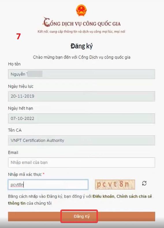 Đăng ký với sim