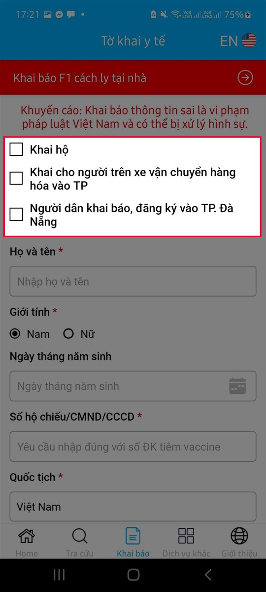 Chọn đối tượng khai báo Chọn đối tượng khai báo