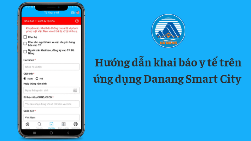 Khai báo y tế đơn giản trên app Danang Smart City