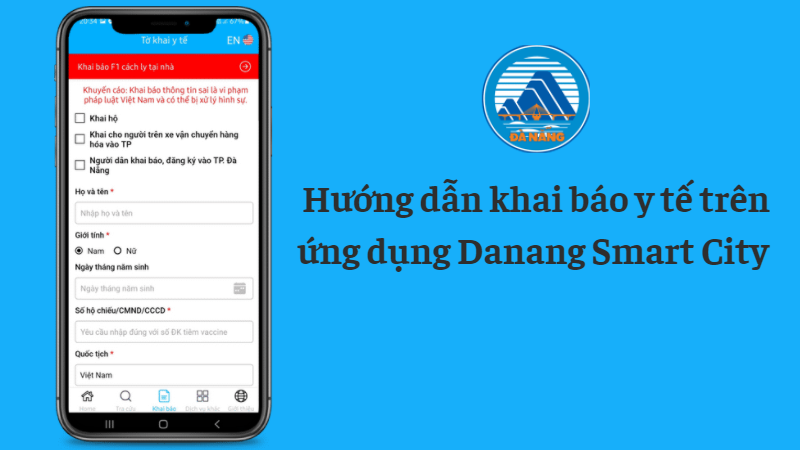 Khai báo y tế đơn giản trên app Danang Smart City Khai báo y tế đơn giản trên app Danang Smart City