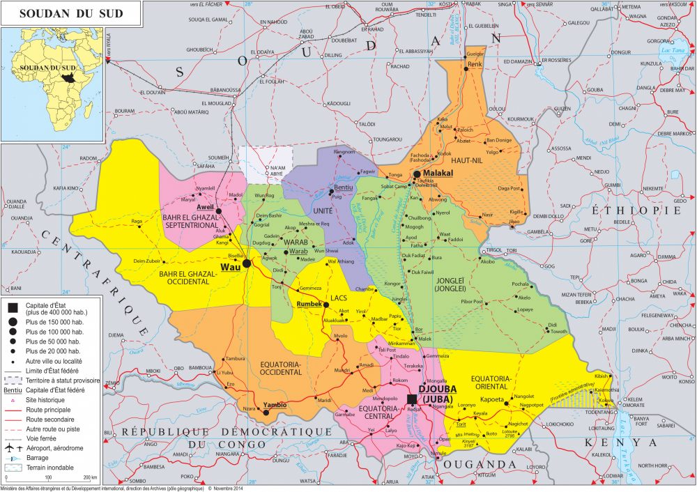 Cập nhật 2023: Bản đồ đất nước Nam Sudan (South Sudan Map) phóng to năm 2023, , Bản đồ