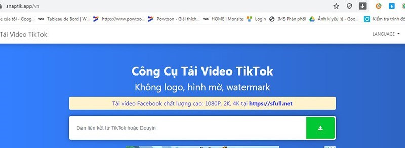 Giao diện snaptik trên PC