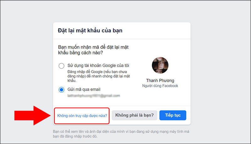 Click chọn Không còn truy cập được nữa Click chọn Không còn truy cập được nữa