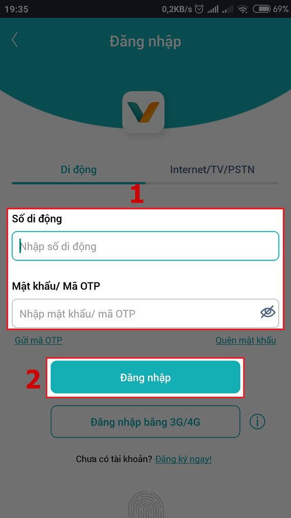 Mở ứng dụng My Viettel và điền số điện thoại nhận tiền, Nhập Mật khẩu My Viettel và Chọn Đăng nhập.