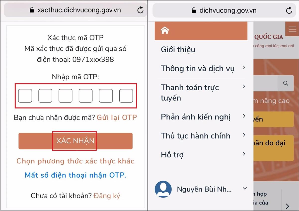 Bước 3: Nhập OTP, chọn Xác nhận