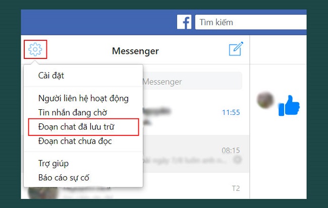 Vào Cài đặt => Chọn mục Đoạn chat đã lưu trữ