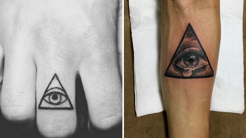 Hình xăm con mắt trong tam giác quỷ ở ngón tay nam là đại diện cho mắt của vị thần