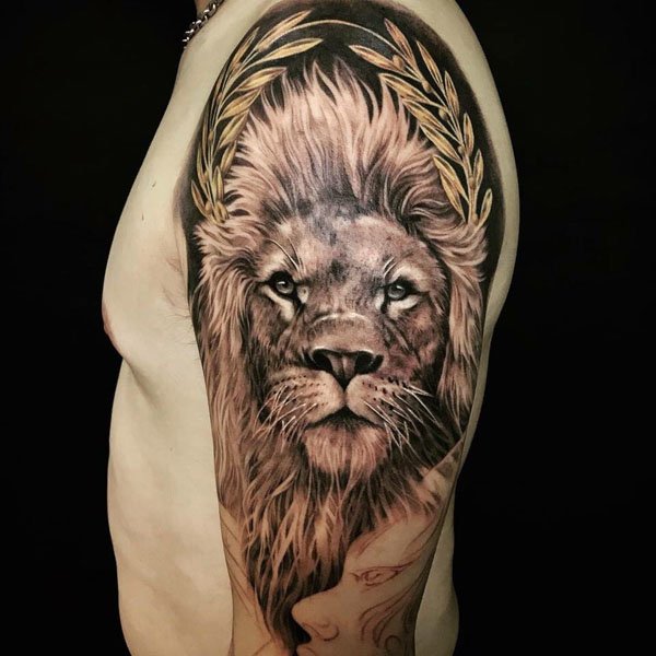 Mẫu hình xăm sư tử ở bắp tay